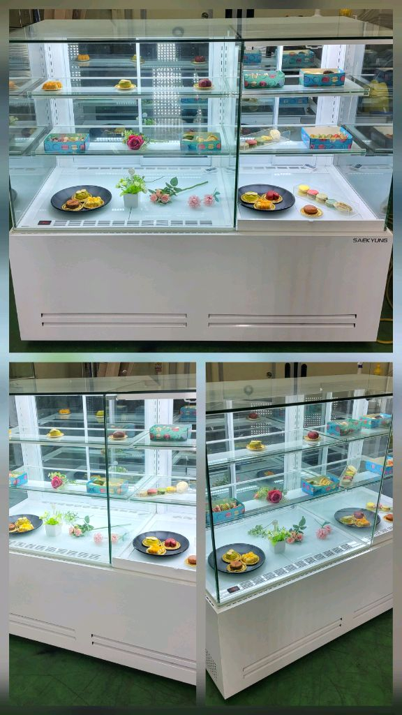 카페용 콤비 듀얼 마카롱 샌드위치 케잌 베이커리 디저트 냉동냉장 쇼케이스 앞문형 화이트 저온콤프 이미지