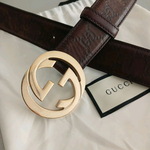 구찌 인터로킹 금장 벨트 85 정품