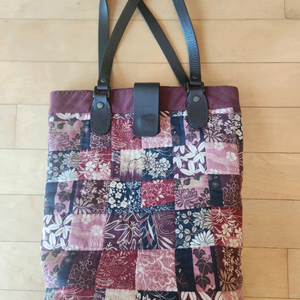 핸드메이드 가죽손잡이 퀼트가방