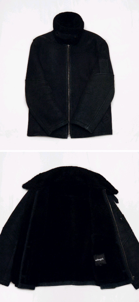 알레그리 올블랙 모던에센셜 천연 양가죽 숏무스탕 자켓 (50 / 100)--2