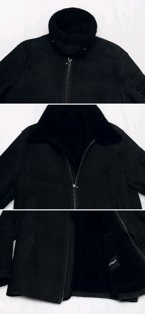 알레그리 올블랙 모던에센셜 천연 양가죽 숏무스탕 자켓 (50 / 100)--3