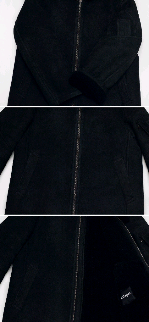 알레그리 올블랙 모던에센셜 천연 양가죽 숏무스탕 자켓 (50 / 100)--5