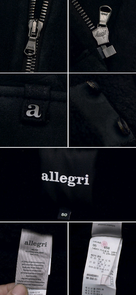 알레그리 올블랙 모던에센셜 천연 양가죽 숏무스탕 자켓 (50 / 100)--9