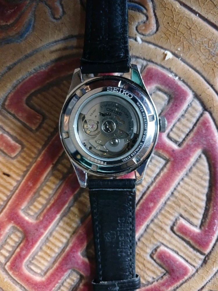 SEIKO 세이코 손목시계스켈라톤 오토매틱 가죽줄 블랙컬러--1