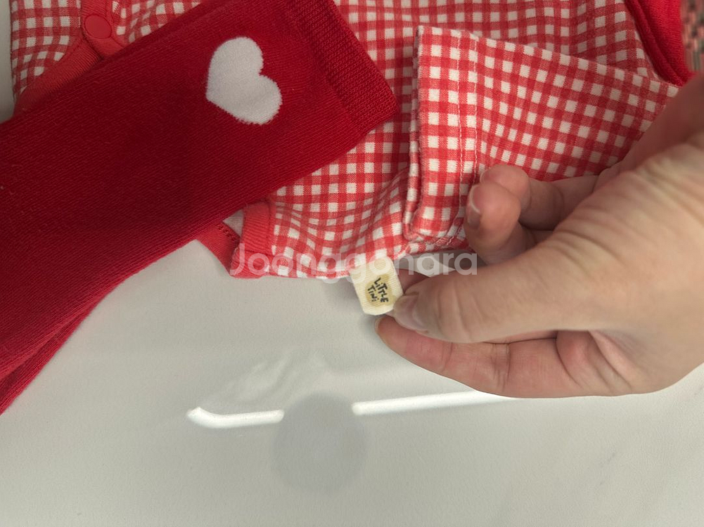 리틀티니 레드 체크 아기 슈트--1