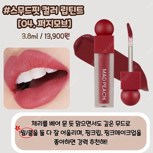 매드피치 스무드핏 컬러 립틴트 퍼지모브