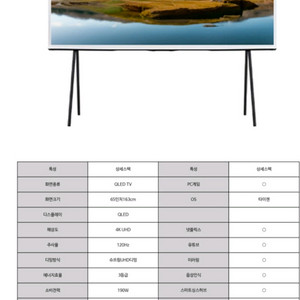 삼성 65인치 QLED 스탠드형 TV 더세리프 스마트