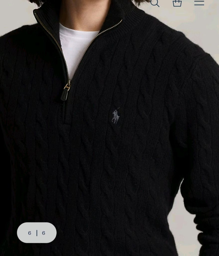 [미사용] 폴로 랄프로렌 케이블 울 캐시미어 스웨터 니트 블랙 L--1