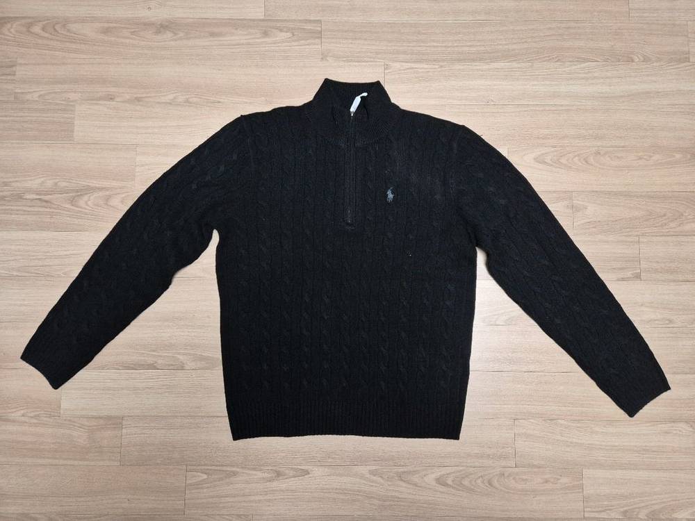 [미사용] 폴로 랄프로렌 케이블 울 캐시미어 스웨터 니트 블랙 L--6