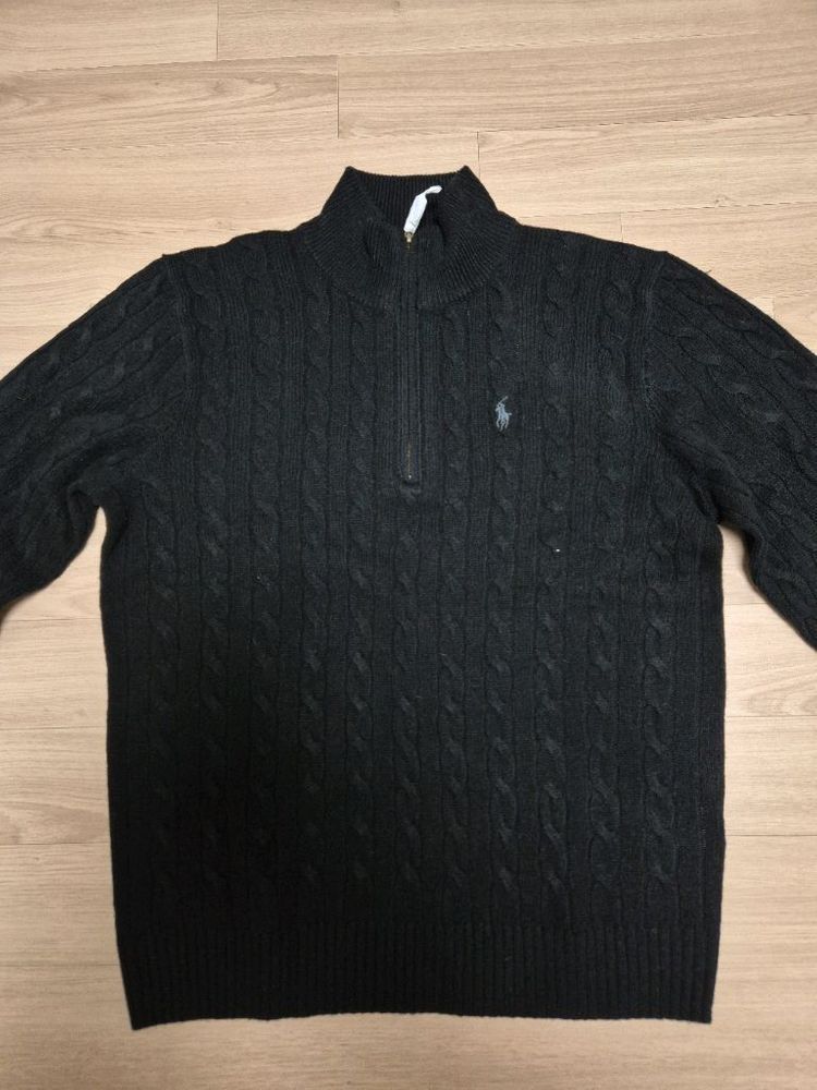 [미사용] 폴로 랄프로렌 케이블 울 캐시미어 스웨터 니트 블랙 L--7