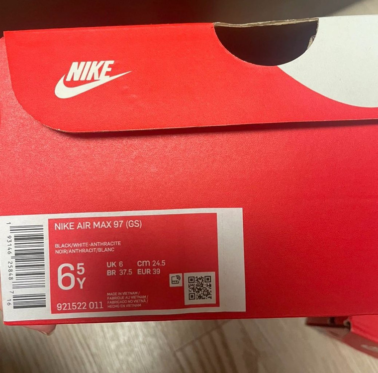 나이키 에어맥스97 블랙 245 GS (미개봉새상품)--1