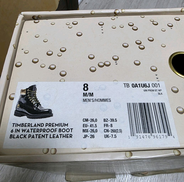 팀버랜드 6인치 한정판 에나멜 블랙 레더부츠(260)--9