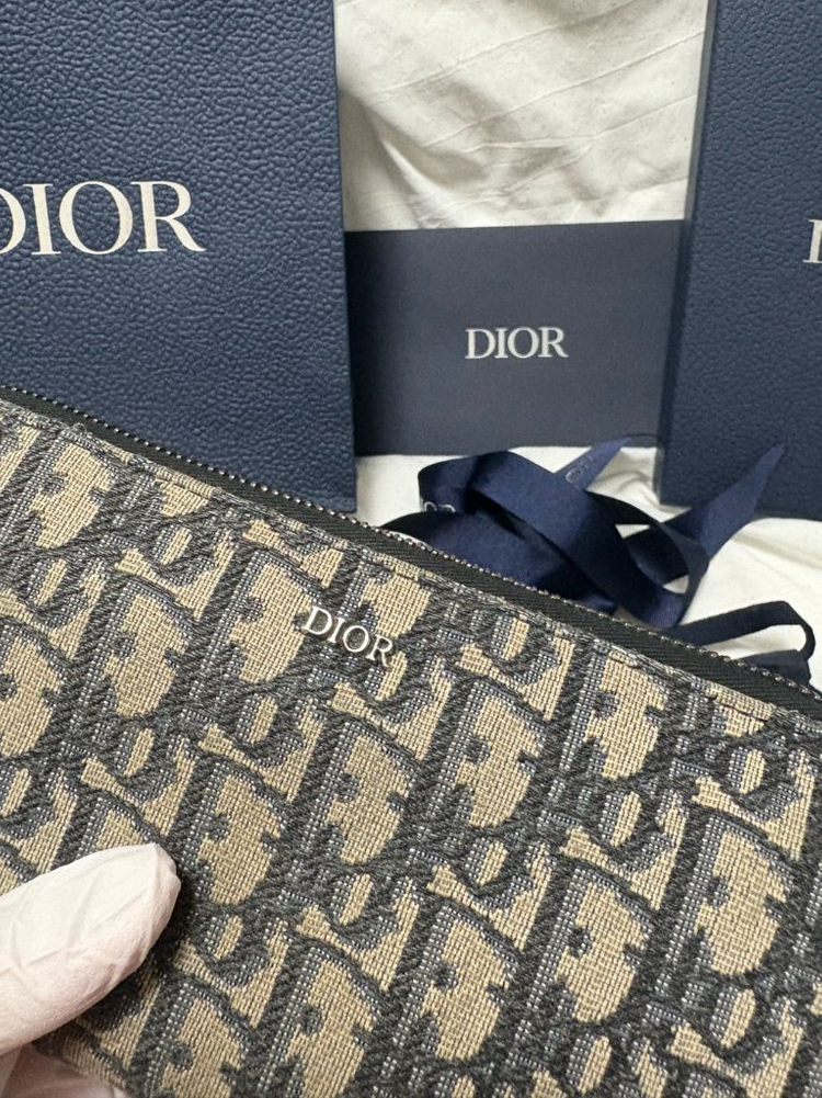 [구성품/정품] 디올 오블리크 자카드 지퍼 장지갑 이미지