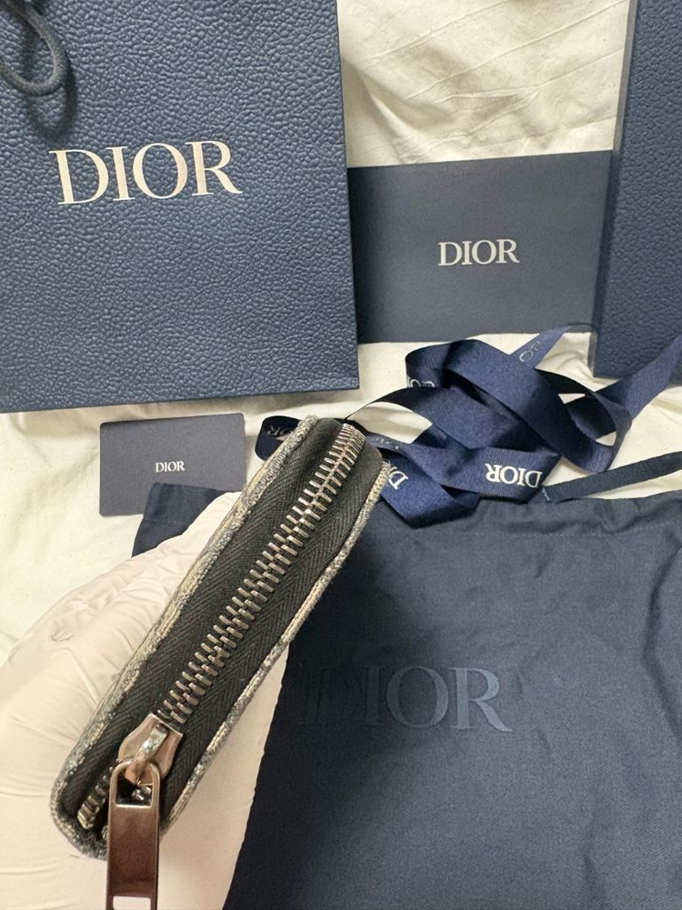 [구성품/정품] 디올 오블리크 자카드 지퍼 장지갑 이미지