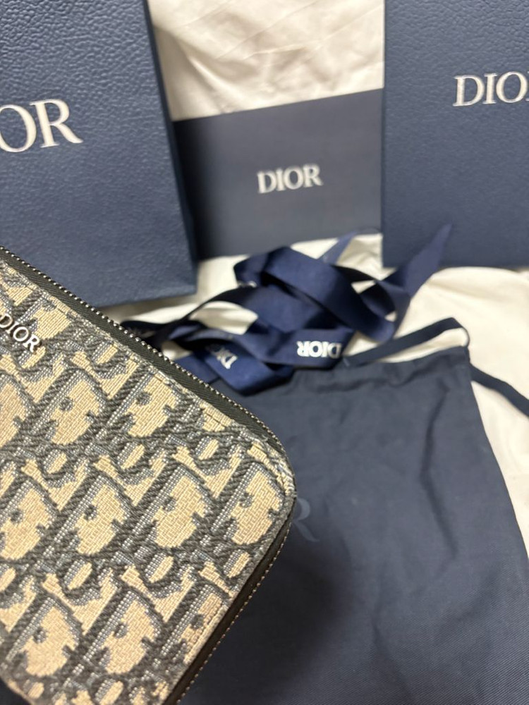 [구성품/정품] 디올 오블리크 자카드 지퍼 장지갑 이미지