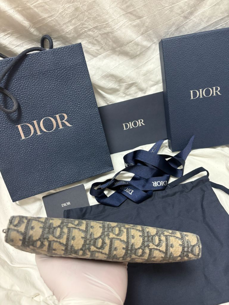 [구성품/정품] 디올 오블리크 자카드 지퍼 장지갑 이미지