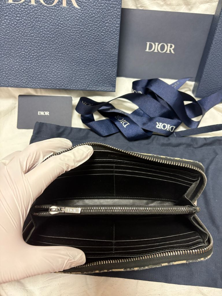 [구성품/정품] 디올 오블리크 자카드 지퍼 장지갑 이미지