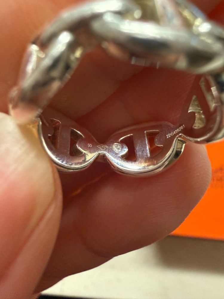 (정품)에르메스 샹달 반지 실버 판매합니다(50호)--1