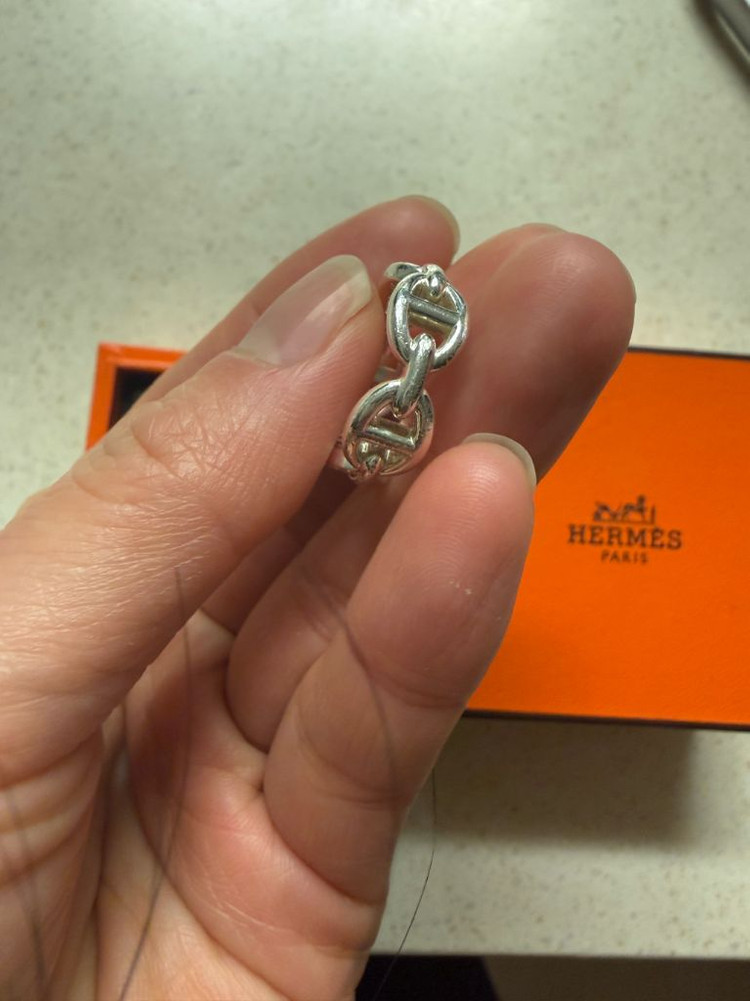(정품)에르메스 샹달 반지 실버 판매합니다(50호)--2