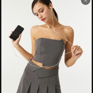 새상품) 시티브리즈 절개 튜브탑 M, 폴드 플리츠 스커트 M set