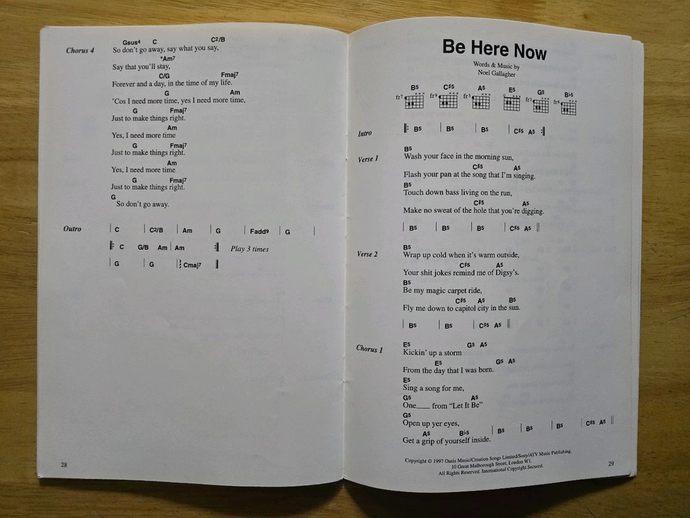 밴드스코어 oasis 오아시스 - Be Here Now 이미지
