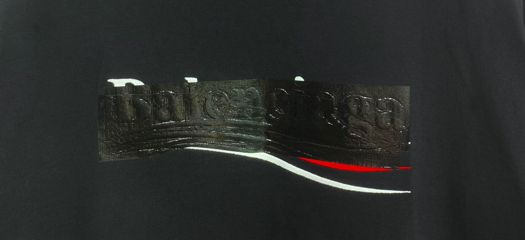 [S]발렌시아가 개퍼 반팔 티셔츠 라지 핏 블랙 테이프--2