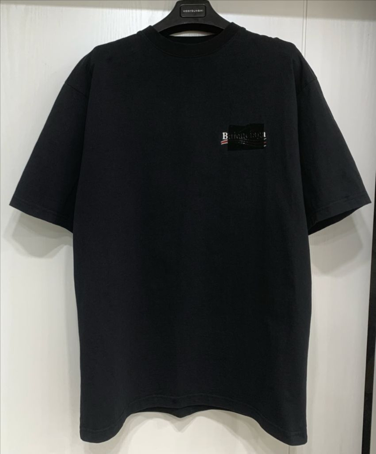 [S]발렌시아가 개퍼 반팔 티셔츠 라지 핏 블랙 테이프--3