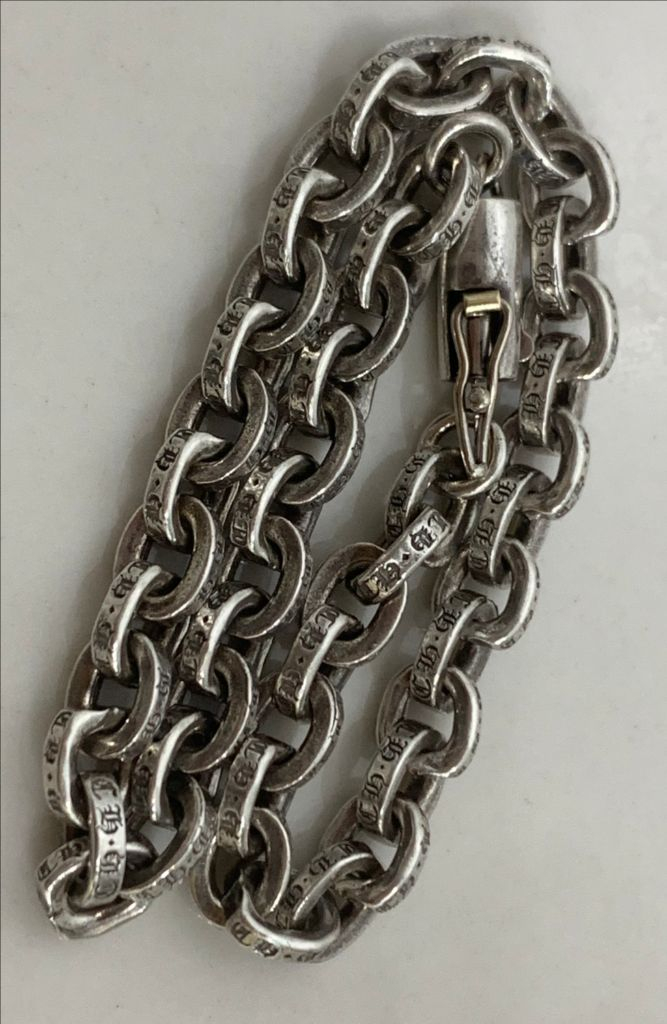 [7인치] 크롬하츠 페이퍼체인 은 팔찌--2