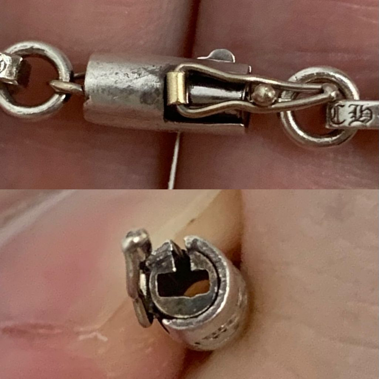 [7인치] 크롬하츠 페이퍼체인 은 팔찌--7