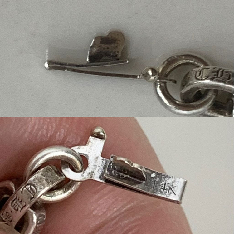 [7인치] 크롬하츠 페이퍼체인 은 팔찌--8