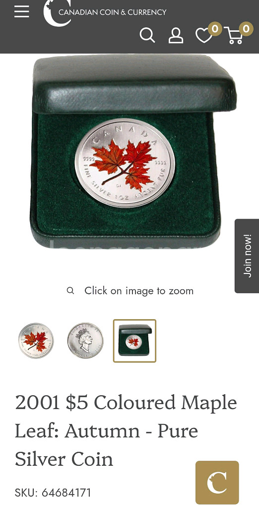 캐나다 메이플리프 실버코인 5달러--5