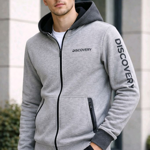 (프리미엄라인)디스커버리 기모 집업 후드 95(M) 슬림핏 팔 세로로고