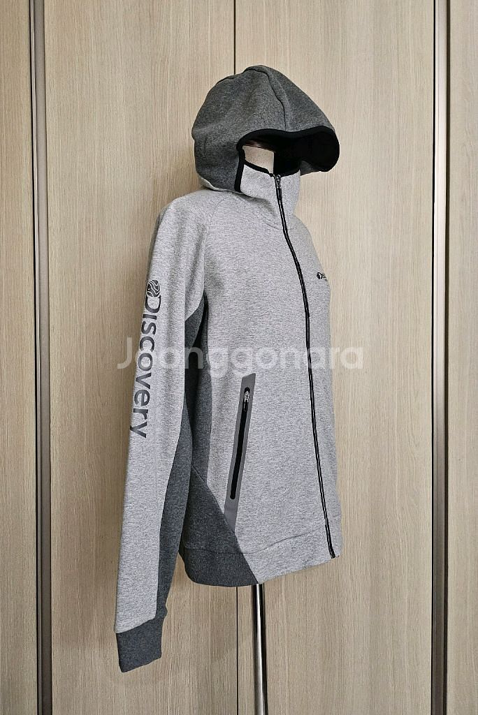 (프리미엄라인)디스커버리 기모 집업 후드 95(M) 슬림핏 팔 세로로고--3