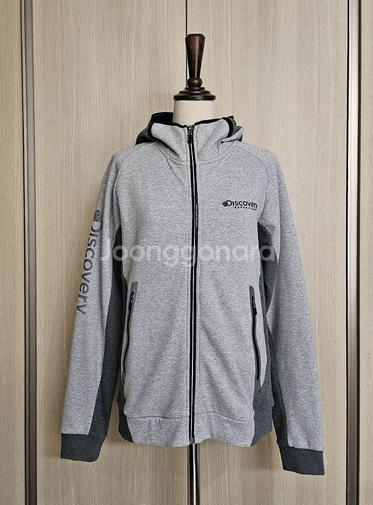 (프리미엄라인)디스커버리 기모 집업 후드 95(M) 슬림핏 팔 세로로고--4
