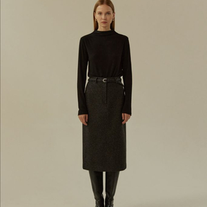 망고매니플리즈 트위드 스커트 블랙 S