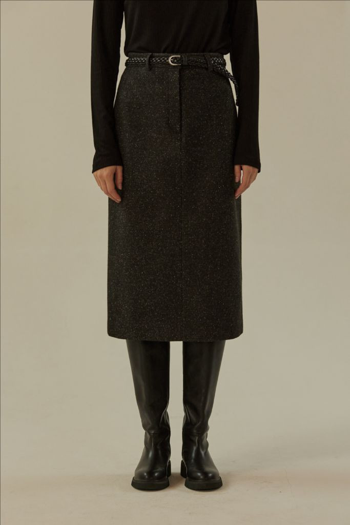 망고매니플리즈 트위드 스커트 블랙 S--2