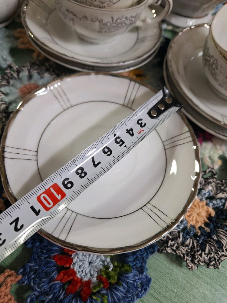 크로셰 패턴 유럽풍 차잔 세트 이미지