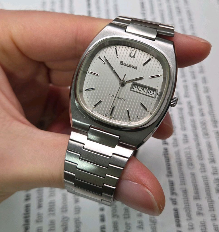 빈티지 부로바 테레비 데이데이트 실버 세로판 다이얼 뻐뻐시 브슬 ver.--3