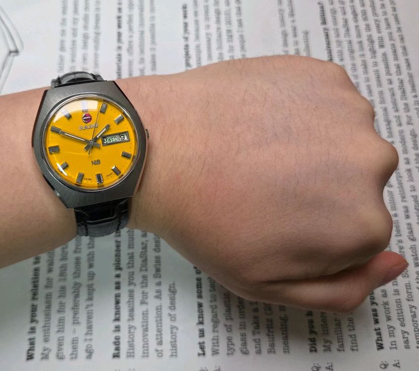 빈티지 라도 NI9 데이데이트 쿠션형 진노랭이 와이드보이 오토매틱--6