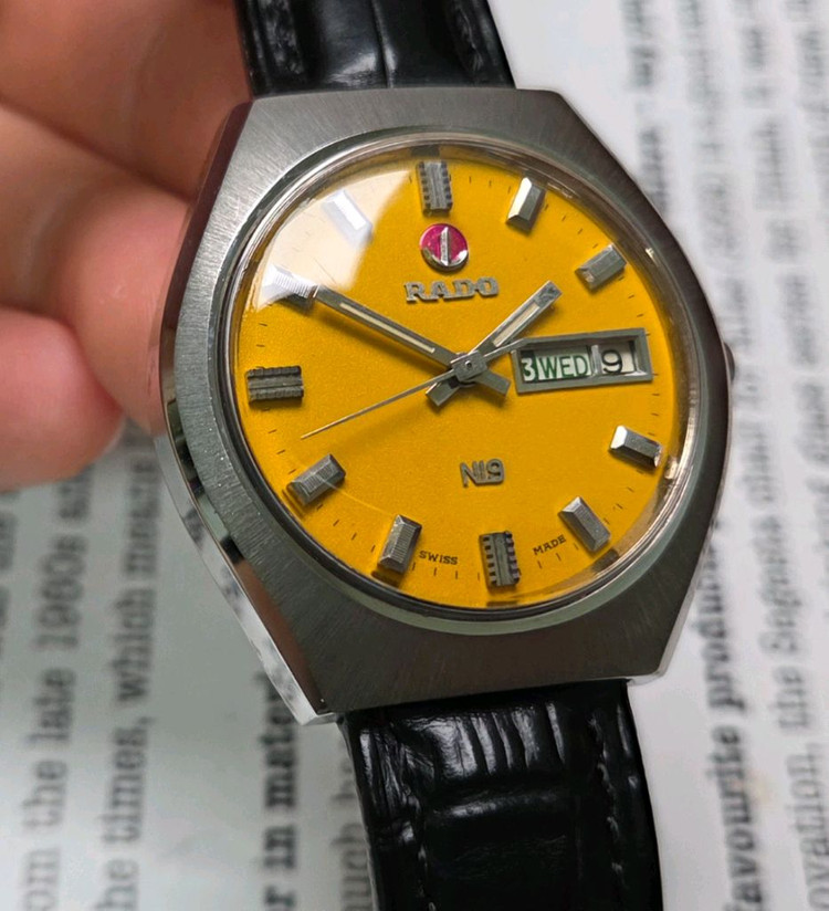 빈티지 라도 NI9 데이데이트 쿠션형 진노랭이 와이드보이 오토매틱--8