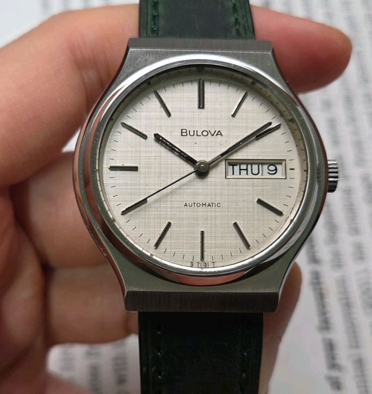 빈티지 부로바 데이데이트 오리지널 보카시 린넨다이얼 C쉐잎 오토매틱--2