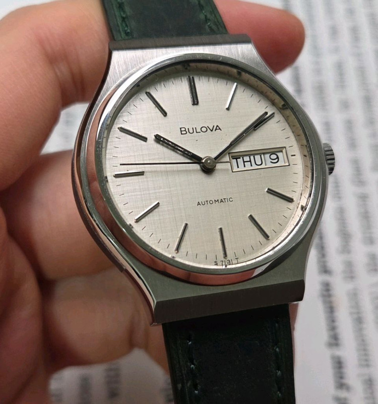 빈티지 부로바 데이데이트 오리지널 보카시 린넨다이얼 C쉐잎 오토매틱--3