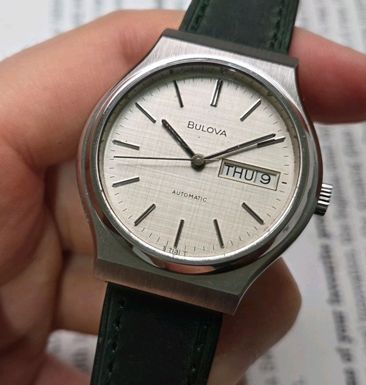 빈티지 부로바 데이데이트 오리지널 보카시 린넨다이얼 C쉐잎 오토매틱--4