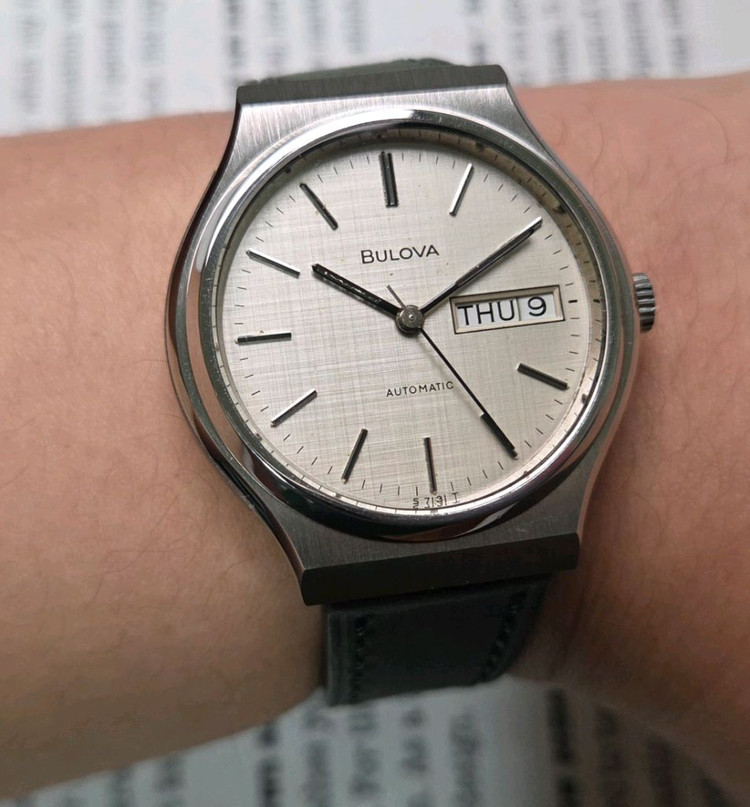 빈티지 부로바 데이데이트 오리지널 보카시 린넨다이얼 C쉐잎 오토매틱--8