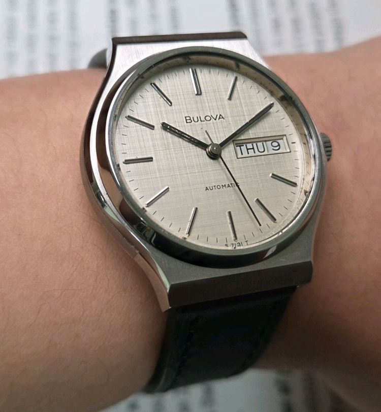 빈티지 부로바 데이데이트 오리지널 보카시 린넨다이얼 C쉐잎 오토매틱--9