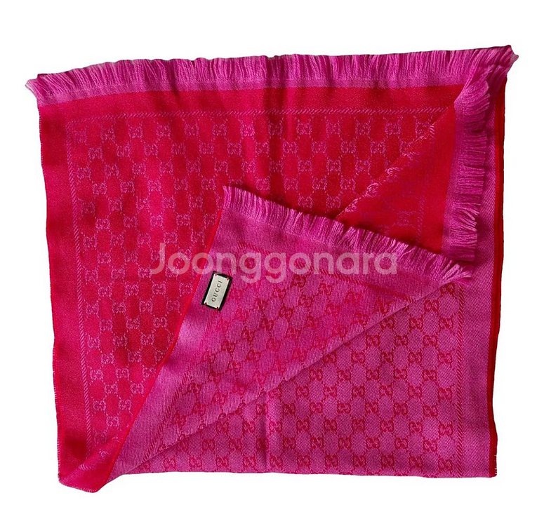 (새상품급)구찌 GG 패턴 울 스카프 양면(핑크&레드)--1