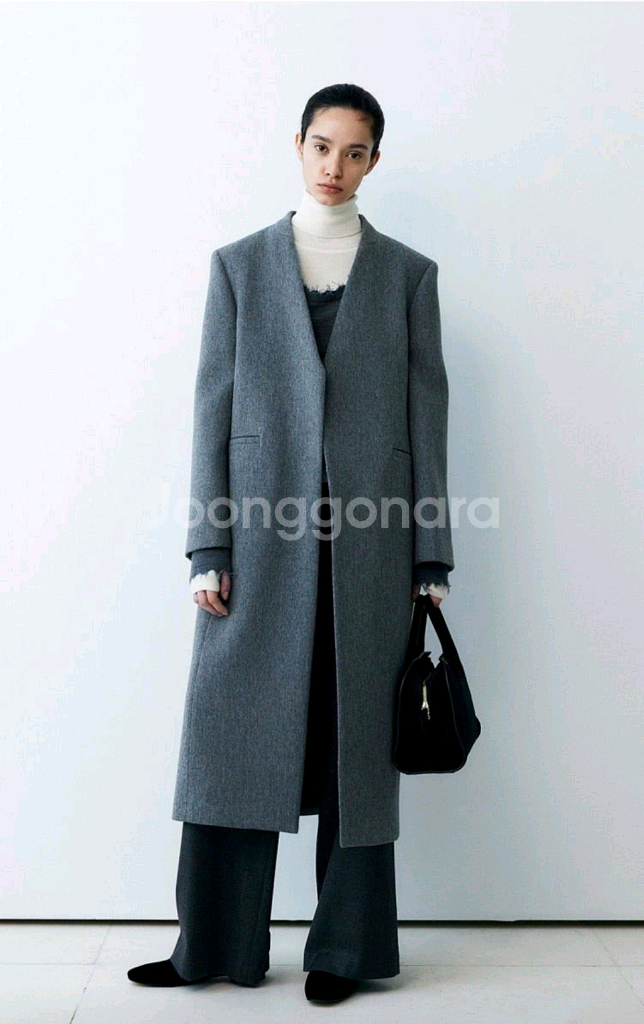 (득템가할인)R2W Leila collarless long CT(레일라칼라리스롱코트) 1(S) 그레이--0