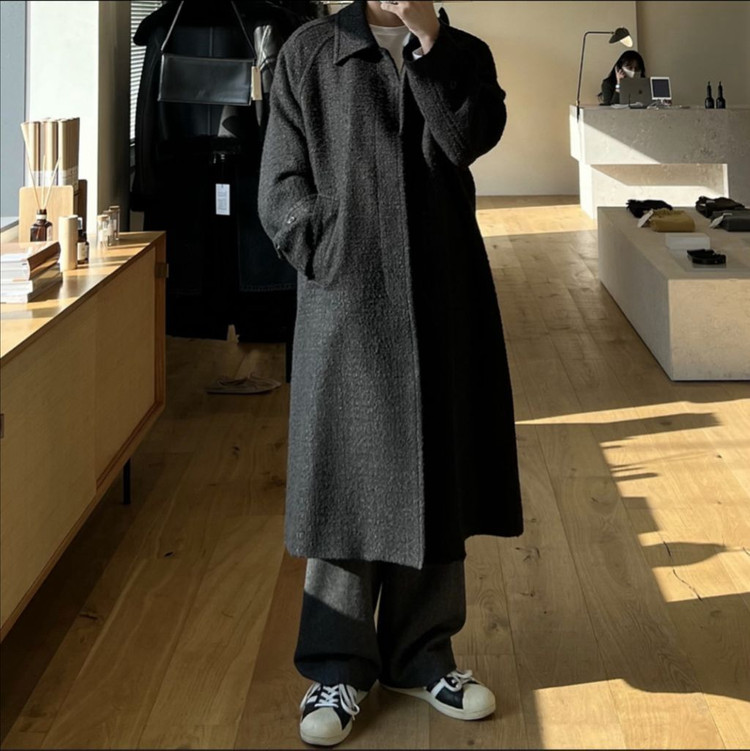 유스 20fw 트위드 체스터필드 코트 (블랙) L사이즈 판매 이미지