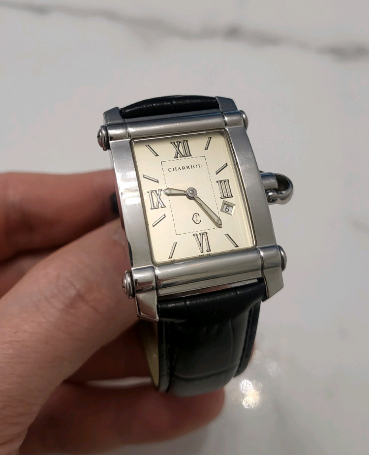 샤리올 Charriol 스위스 명품 남성 가죽 시계 남자 팔찌 이미지