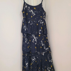네이비 꽃무늬 롱원피스 캉캉원피스